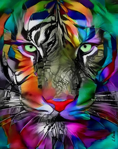 Digital Arts titled "Felinocolor-70x55 c…" by L.Roche, Original Artwork, Acrylic