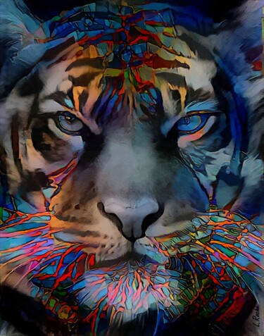Digital Arts titled "Omer - Tiger" by L.Roche, Original Artwork, Acrylic