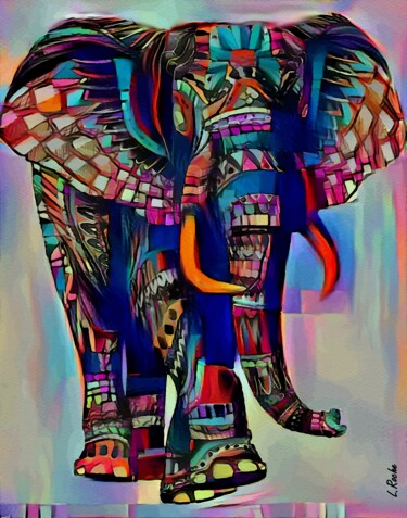 Arts numériques intitulée "Elefante sagrado -…" par L.Roche, Œuvre d'art originale, Encre