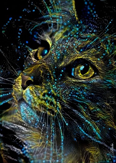 Arte digital titulada "Gato estrella" por L.Roche, Obra de arte original, Acrílico