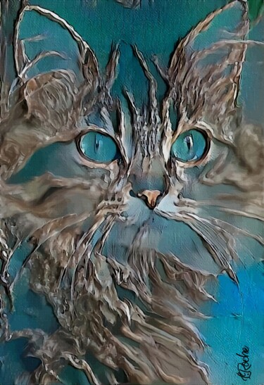 Painting titled "Anjy, cat - mix med…" by L.Roche, Original Artwork, Acrylic