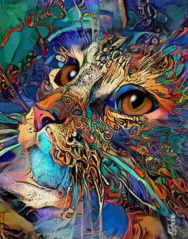 Digital Arts titled "Ferdinand - Cat - M…" by L.Roche, Original Artwork, Acrylic