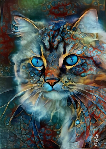 Digital Arts titled "Tabata-Velvet / Cat…" by L.Roche, Original Artwork, Acrylic