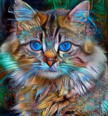 Картина под названием "Marygold, cat - Mix…" - L.Roche, Подлинное произведение искусства, Акрил