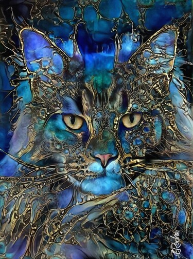 Digitale Kunst mit dem Titel "Karson, cat - Mix m…" von L.Roche, Original-Kunstwerk, Acryl