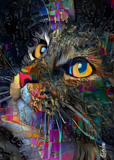 Arts numériques intitulée "El gato de Léa - Mi…" par L.Roche, Œuvre d'art originale, Acrylique
