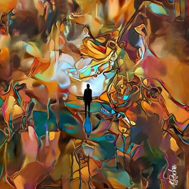 Arts numériques intitulée "El viaje - Mix medi…" par L.Roche, Œuvre d'art originale, Acrylique