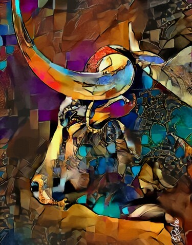 Arts numériques intitulée "Toro 2020 - Mix med…" par L.Roche, Œuvre d'art originale, Acrylique