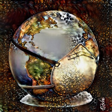 Digitale Kunst mit dem Titel "Muselière planétaire" von L.Roche, Original-Kunstwerk, Acryl