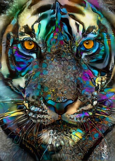 Digital Arts titled "Rokko, Tiger" by L.Roche, Original Artwork, Acrylic