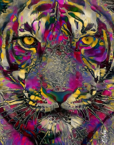 Digital Arts με τίτλο "Tiger Deluxe" από L.Roche, Αυθεντικά έργα τέχνης, Ακρυλικό