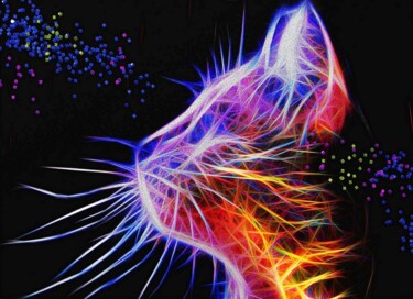 Arte digital titulada "Perfil Felino - Mix…" por L.Roche, Obra de arte original, Acrílico