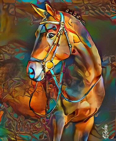 Digitale Kunst mit dem Titel "Amerigo, horse" von L.Roche, Original-Kunstwerk, Acryl