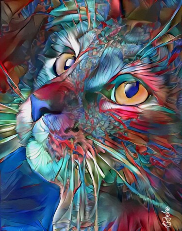 Arts numériques intitulée "Gato mariposa - 70x…" par L.Roche, Œuvre d'art originale, Acrylique