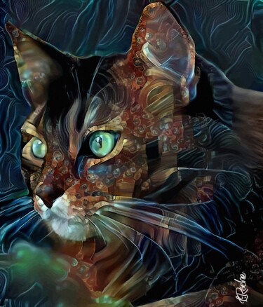Digitale Kunst mit dem Titel "Zarkoff, cat - Mix…" von L.Roche, Original-Kunstwerk, Acryl