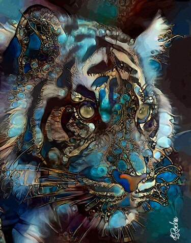 Digital Arts titled "Tiger gem" by L.Roche, Original Artwork, Acrylic