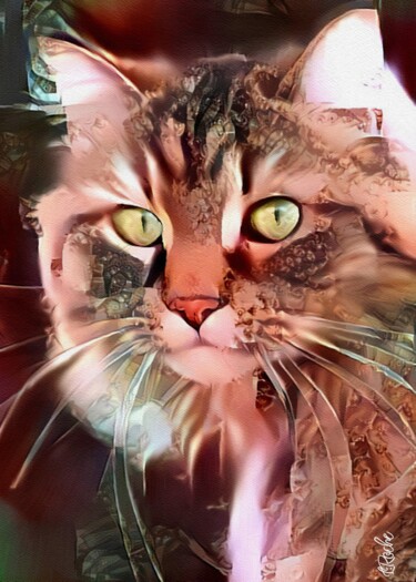 Arts numériques intitulée "Babsy-Rose, cat, Mi…" par L.Roche, Œuvre d'art originale, Acrylique