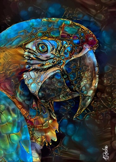 Digital Arts titled "Pepito, parrot" by L.Roche, Original Artwork, Acrylic