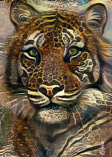 Digital Arts titled "Señor, Tiger" by L.Roche, Original Artwork, Acrylic