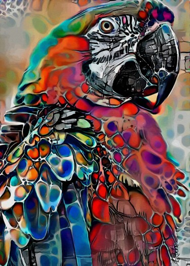 Digital Arts titled "Elmer-Coco, Parrot" by L.Roche, Original Artwork, Acrylic