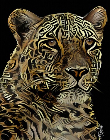 Arts numériques intitulée "Lyngo - Leopard" par L.Roche, Œuvre d'art originale, Acrylique