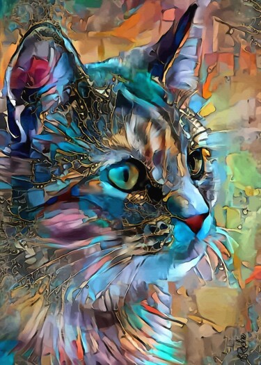 Digital Arts titled "Berlino , cat - Mix…" by L.Roche, Original Artwork, Acrylic
