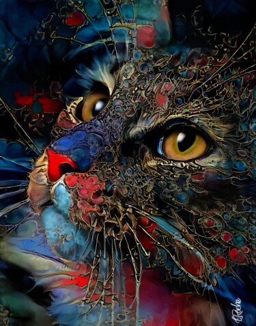 Digital Arts titled "Pelisse d'Or - Cat,…" by L.Roche, Original Artwork, Acrylic