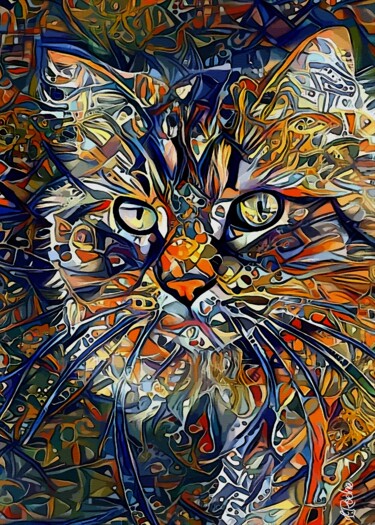Digital Arts titled "Nelson, Cat, mix me…" by L.Roche, Original Artwork, Acrylic