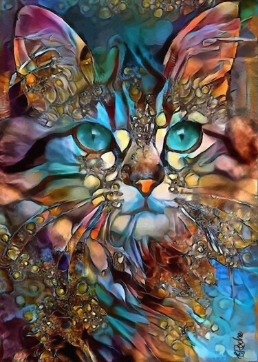 Digital Arts titled "Andyna, cat" by L.Roche, Original Artwork, Acrylic