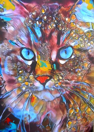 Arts numériques intitulée "El Divo, cat - Mix…" par L.Roche, Œuvre d'art originale, Acrylique