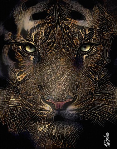 Arts numériques intitulée "Tiroy, Tiger - Mix…" par L.Roche, Œuvre d'art originale, Acrylique