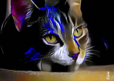 Arts numériques intitulée "Meryjane, cat - Mix…" par L.Roche, Œuvre d'art originale, Acrylique