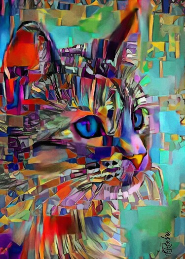 Digital Arts titled "Miluki, cat - Mix m…" by L.Roche, Original Artwork, Acrylic