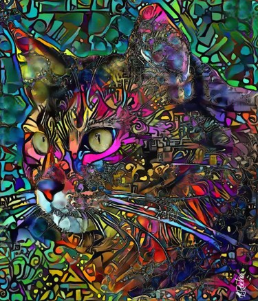 Arts numériques intitulée "Marvin Jr, cat - Mi…" par L.Roche, Œuvre d'art originale, Acrylique