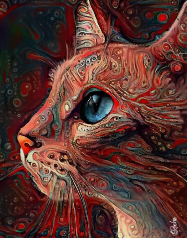 Arte digital titulada "Dhélia , cat - Mix…" por L.Roche, Obra de arte original, Acrílico