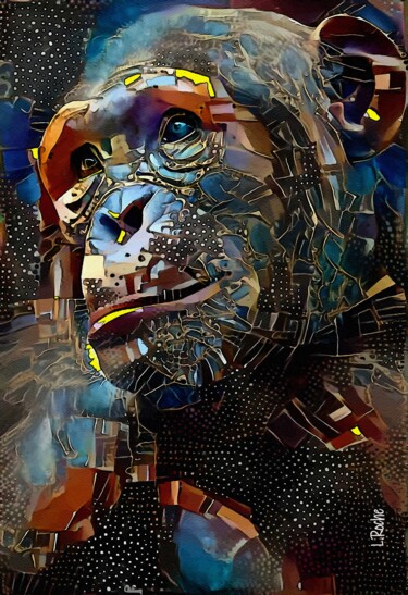 Digitale Kunst mit dem Titel "Monk 2" von L.Roche, Original-Kunstwerk, Acryl