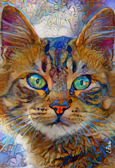 Arts numériques intitulée "Karmela 2021 - cat,…" par L.Roche, Œuvre d'art originale, Acrylique