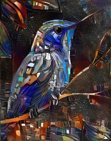 Arte digital titulada "Birdy blue" por L.Roche, Obra de arte original, Acrílico