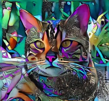Digitale Kunst mit dem Titel "Effren, cat - mix m…" von L.Roche, Original-Kunstwerk, Acryl
