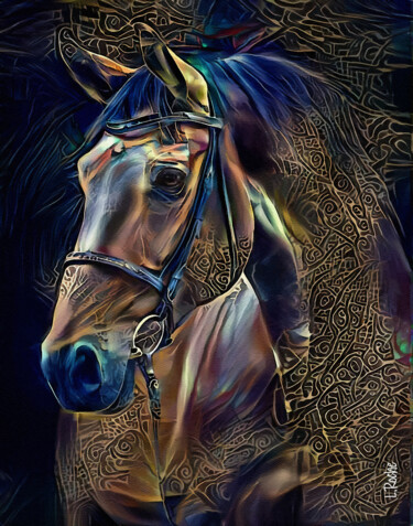 Digitale Kunst mit dem Titel "Caballo prestige" von L.Roche, Original-Kunstwerk, Acryl