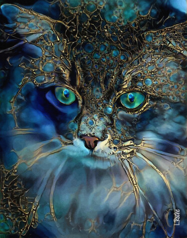 Digitale Kunst mit dem Titel "El Guapo azul, cat…" von L.Roche, Original-Kunstwerk, Acryl