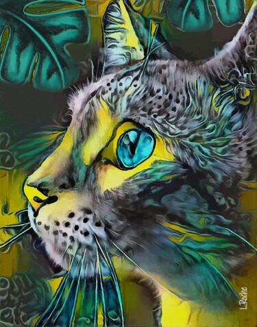 Digitale Kunst mit dem Titel "Marvin Jr, cat - Mi…" von L.Roche, Original-Kunstwerk, Acryl