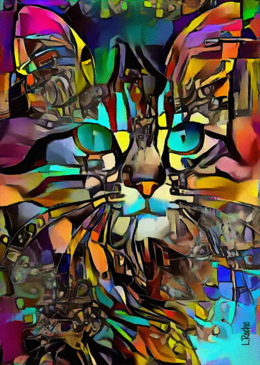 Digitale Kunst mit dem Titel "Carlinia, cat - Mix…" von L.Roche, Original-Kunstwerk, Acryl