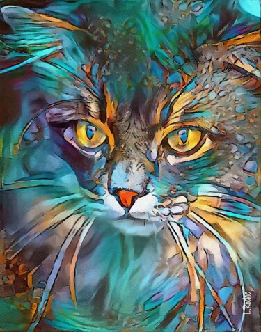 Digitale Kunst mit dem Titel "Nikky  cat" von L.Roche, Original-Kunstwerk, Acryl