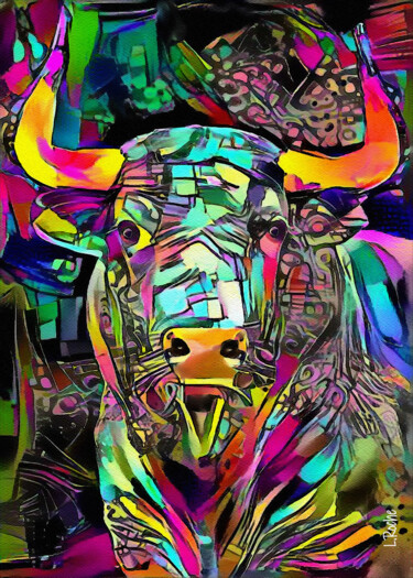 Digitale Kunst mit dem Titel "Bull street color -…" von L.Roche, Original-Kunstwerk, Acryl