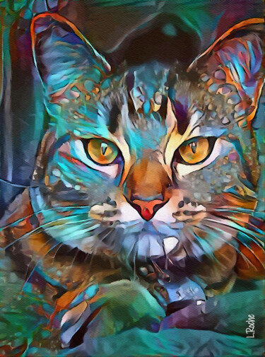 Arts numériques intitulée "Kamal, cat - Mix me…" par L.Roche, Œuvre d'art originale, Acrylique