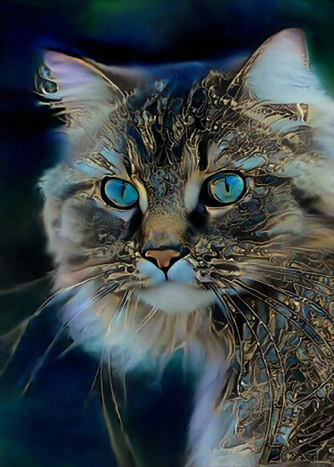 Digital Arts titled "Joshua, cat - Mix m…" by L.Roche, Original Artwork, Acrylic