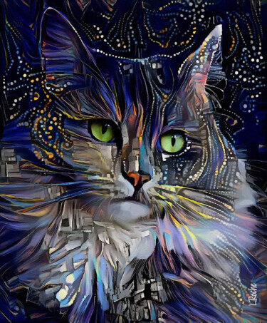 Digital Arts titled "Lady Mila, cat - Mi…" by L.Roche, Original Artwork, Acrylic