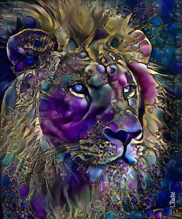 Digitale Kunst mit dem Titel "Lion jewell - Mix m…" von L.Roche, Original-Kunstwerk, Acryl