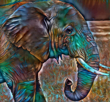 Arts numériques intitulée "Rimbo, elephant" par L.Roche, Œuvre d'art originale, Acrylique